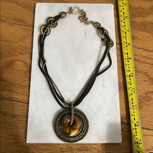Chico’s Elegant Gold and Black Pendant Necklace